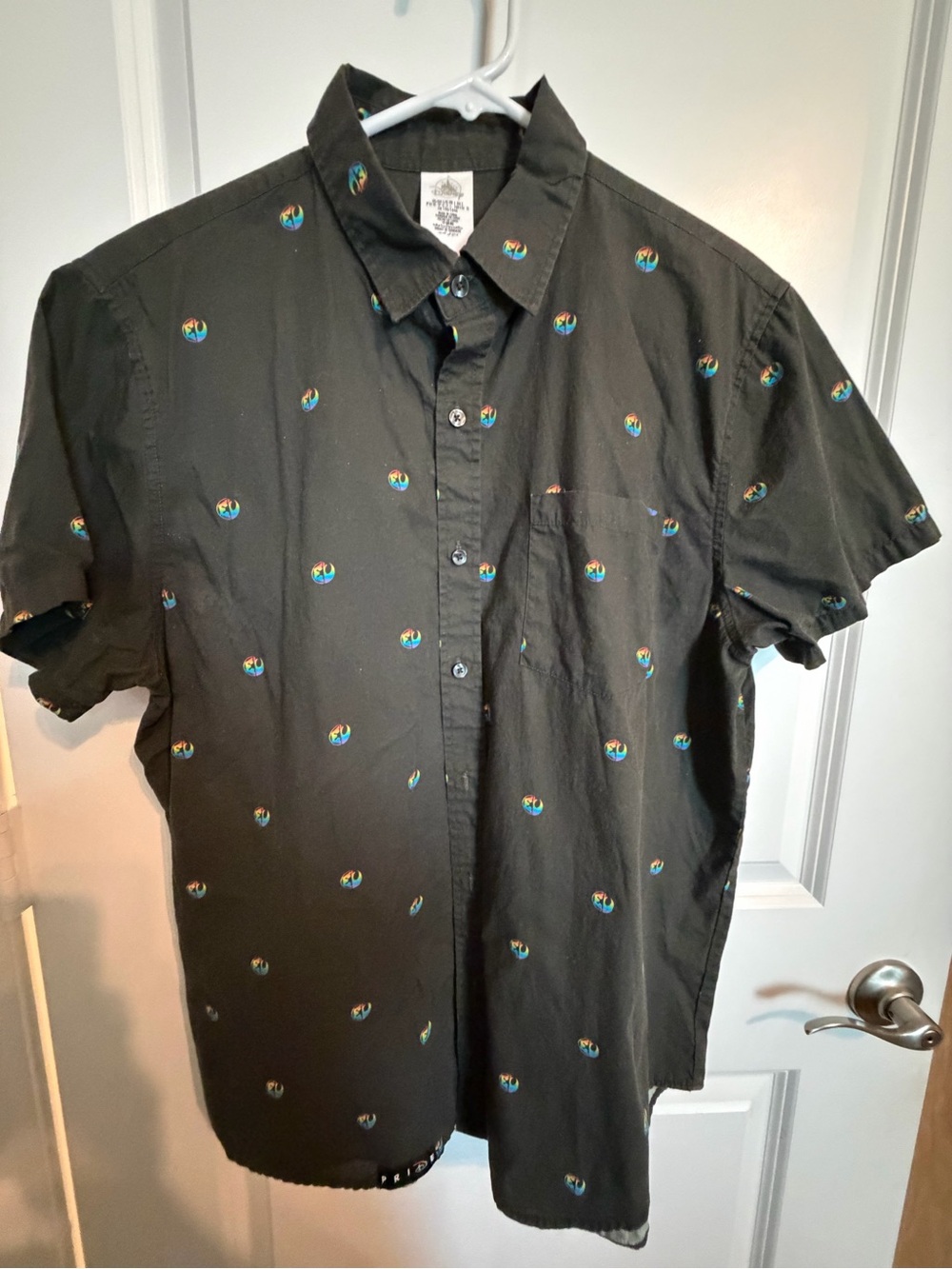 Disney Star Wars Pride Men's Black Short-Sleeve Button-Up Shirt